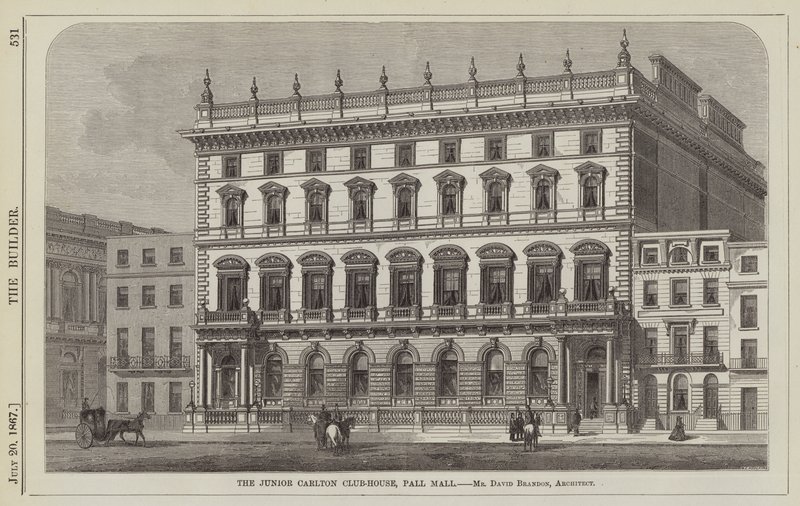 小卡尔顿俱乐部大楼，Pall Mall，建筑师David Brandon先生（雕刻）。 作者 英语学校