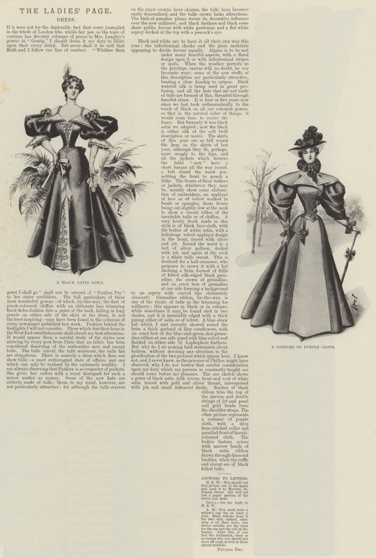 女士专页，连衣裙（石版画） 作者 英语学校