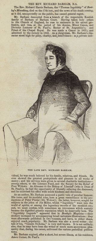 The Late Reverend Richard Barham (engraving) 作者 英语学校
