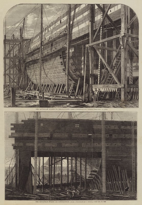 The Leviathan during its Construction (engraving) 作者 英语学校