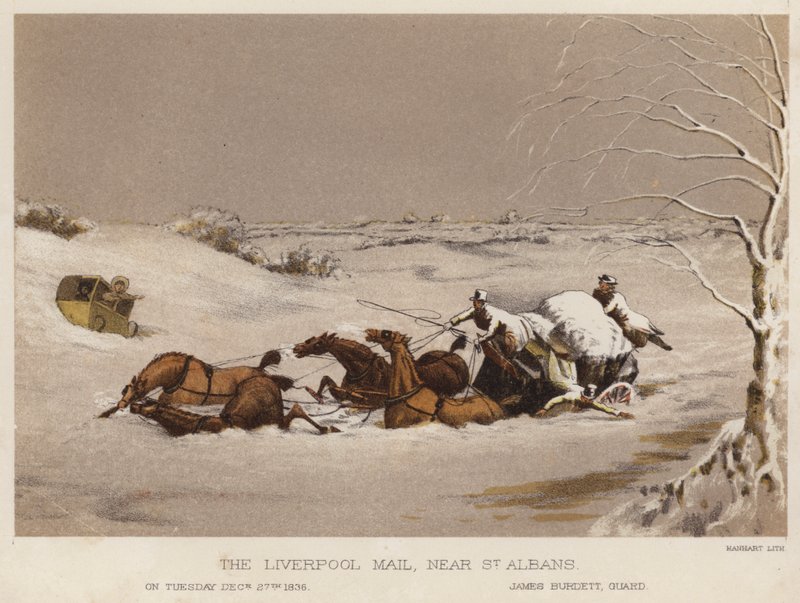 The Liverpool mail, near St Albans (colour litho) 作者 英语学校