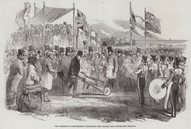 The Marquis of Londonderry commencing the Seaham and Sunderland Railway (engraving) 作者 英语学校