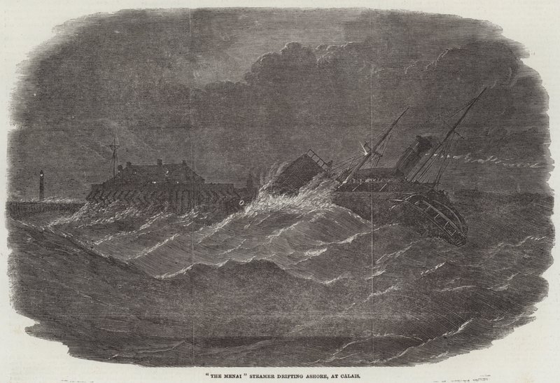"The Menai" Steamer drifting Ashore, at Calais (engraving) 作者 英语学校