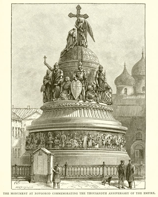 诺夫哥罗德纪念碑纪念帝国成立一千周年，1862年 作者 英语学校