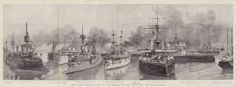 北海和波罗的海运河开通的海军示威（版画） 作者 英语学校