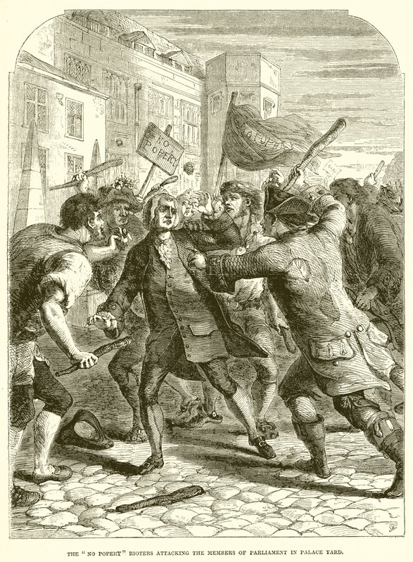 No Popery Rioters在Palace Yard攻击议会议员 作者 英语学校