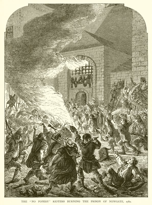 1780年，No Popery Rioters烧毁了Newgate的监狱 作者 英语学校