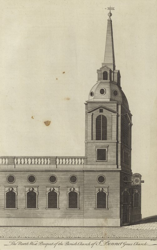 伦敦St Benet Gracechurch教区教堂的西北部展望 作者 英语学校