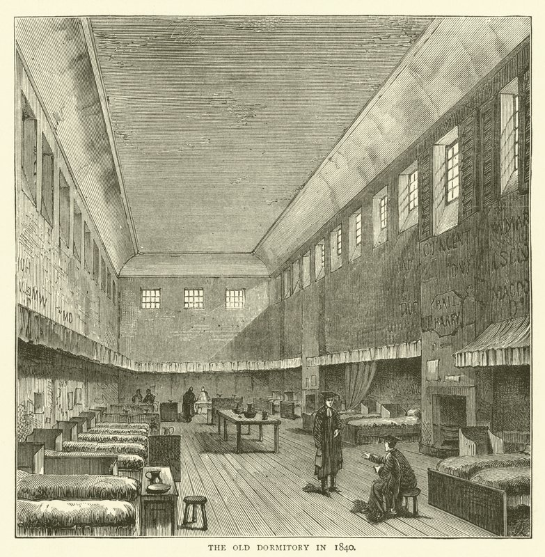1840年的老宿舍（雕刻）。 作者 英语学校