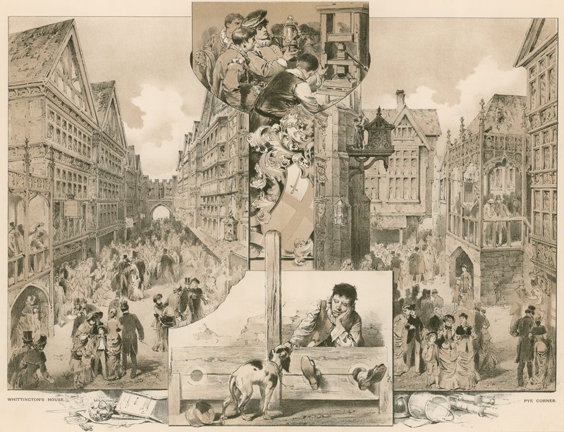 健康展览中的旧伦敦街; Whittingtons House，Pye Corner 作者 英语学校