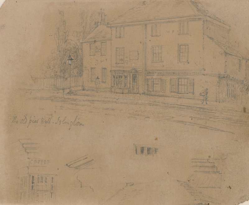 The Old Pied Bull Inn，伊斯灵顿（墨水在纸上） 作者 英语学校