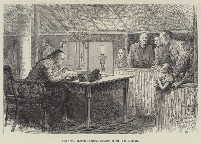 鸦片贸易，中国卖鸦片（版画） 作者 英语学校