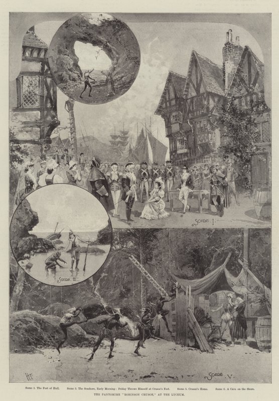 哑剧“鲁滨逊漂流记”，在学园（石版画） 作者 英语学校