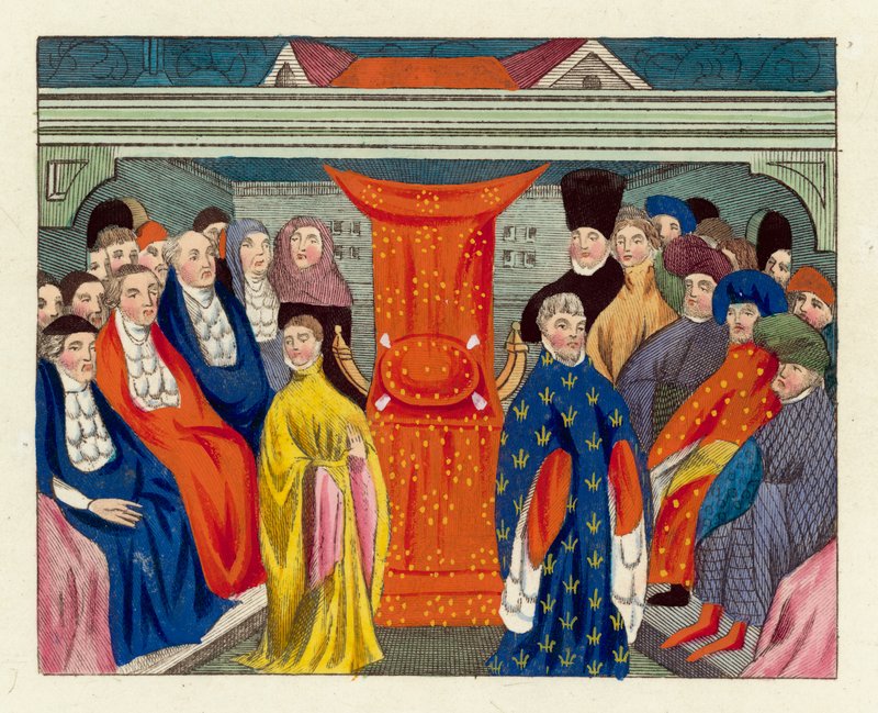 兰开斯特被选为国王的议会（彩色版画 作者 英语学校
