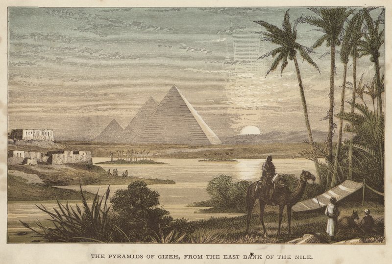 The Pyramids of Gizeh, from the East Bank of the Nile (coloured engraving) 作者 英语学校