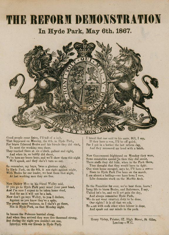 1867年5月6日在海德公园的改革示范 作者 英语学校