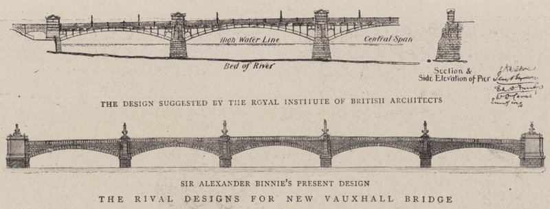 The Rival Designs for New Vauxhall Bridge (engraving) 作者 英语学校
