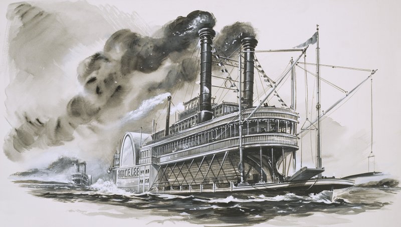 罗伯特·李（Robert E Lee）在密西西比河（Mississippi River）的着名比赛中领先纳奇兹（Natchez） 作者 英语学校