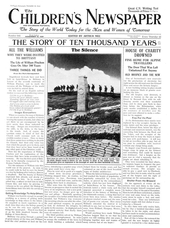 沉默的纪念日，1934年11月“儿童报”的头版（新闻纸） 作者 英语学校