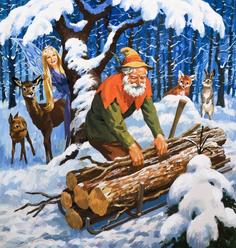 雪精灵》，插图，选自 "Once Upon a Time"（纸上水粉画） 作者 英语学校