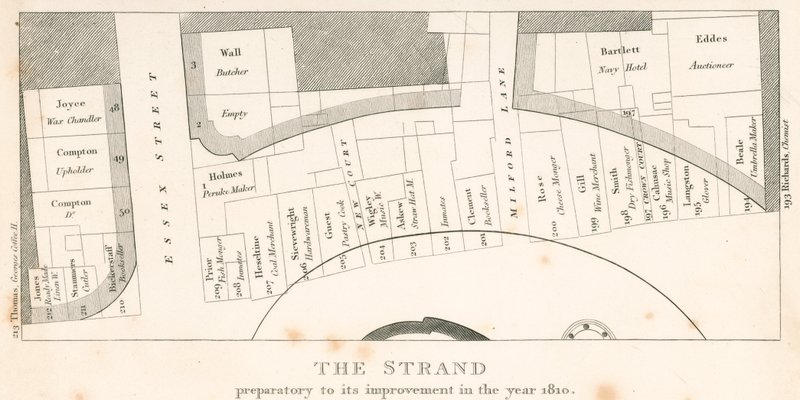 斯特兰德，伦敦，在1810年改善之前;该地区的计划 作者 英语学校
