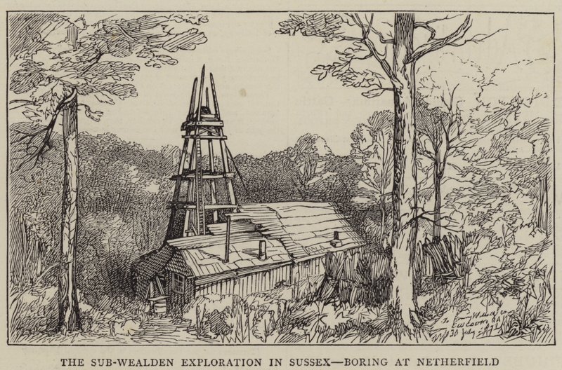 苏塞克斯的 Sub-Wealden 探索，在 Netherfield 无聊（版画） 作者 英语学校