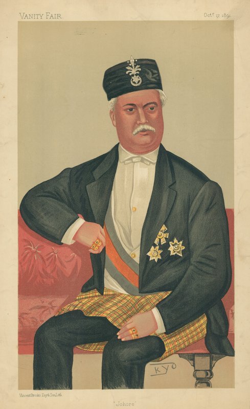 柔佛苏丹，柔佛，1891年10月17日，名利场漫画 作者 英语学校
