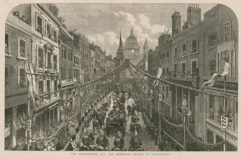 感恩节那天：游行队伍掠过Ludgate Hill 作者 英语学校