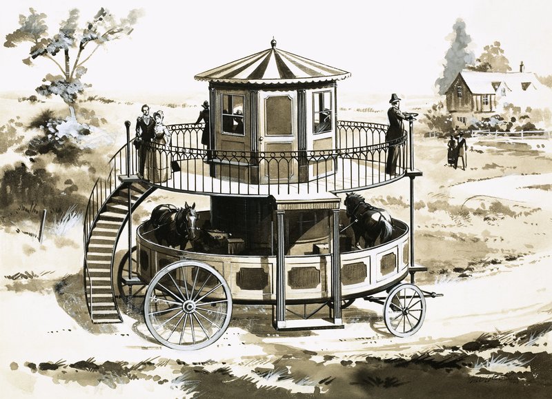 跑步机巴士，由William Francis Snowdon于1824年发明 作者 英语学校