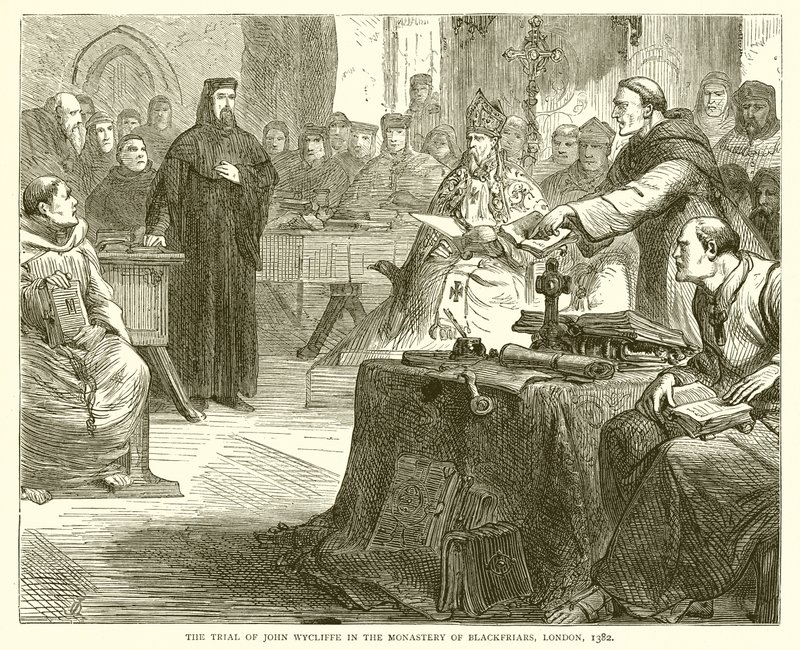 约翰威克利夫在黑衣修士修道院的审判，伦敦，1382年 作者 英语学校