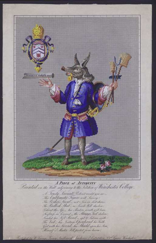 The Trusty Servant，画在墙壁上，毗邻汉普郡温彻斯特学院的厨房，由英国诗人约翰霍斯金斯于1579年 作者 英语学校