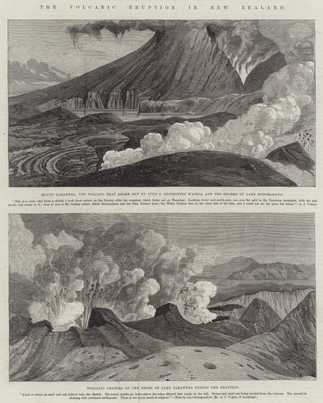 新西兰的火山爆发（版画） 作者 英语学校