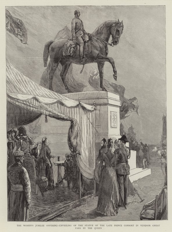 妇女的禧年祭，女王在温莎大公园揭幕已故太子妃雕像（版画） 作者 英语学校