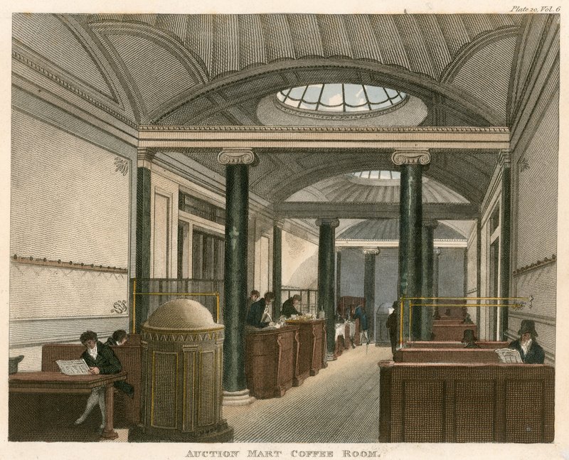 拍卖市场的咖啡室，St Bartholomews Lane，伦敦 作者 英语学校