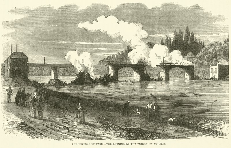 1870年11月，巴黎的防御，Asnieres桥的燃烧 作者 英语学校