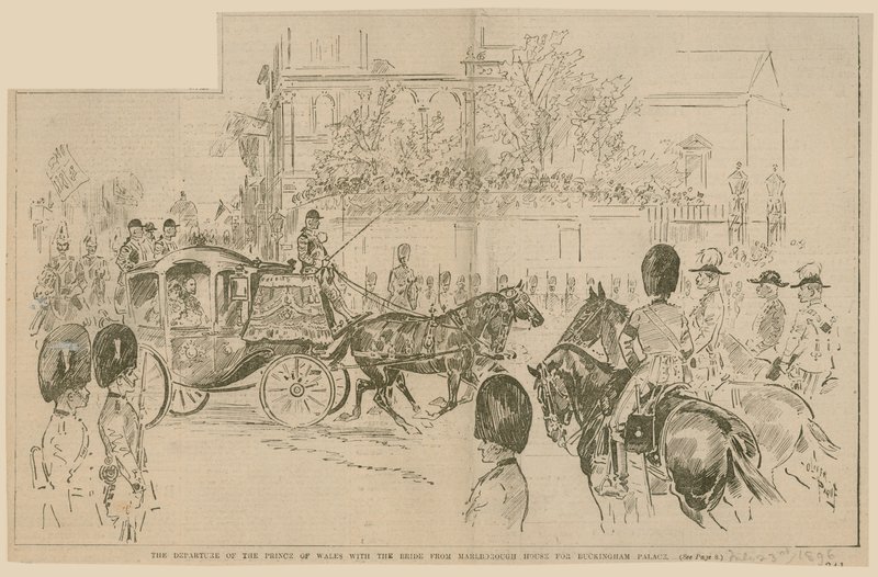 1896年7月23日，威尔士亲王与Marlborough House的新娘离开白金汉宫 作者 英语学校