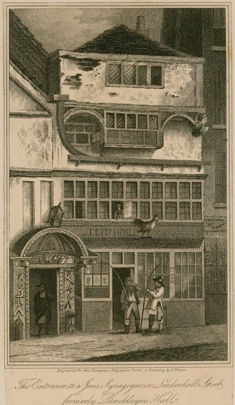 伦敦Leadenhall街的犹太人犹太教堂入口，原为Bricklayers Hall 作者 英语学校