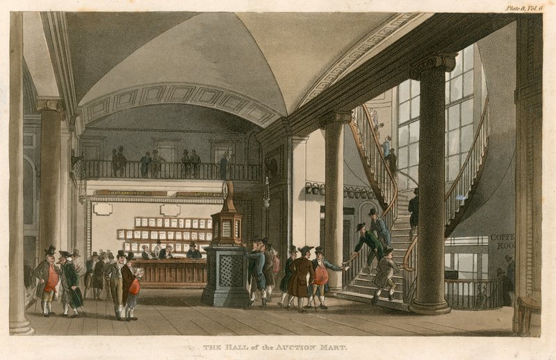 拍卖市场的大厅，St Bartholomews Lane，伦敦 作者 英语学校