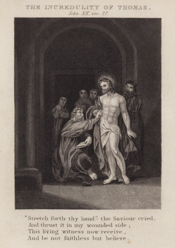 The incredulity of Thomas, John XX, ver 27 (engraving) 作者 英语学校