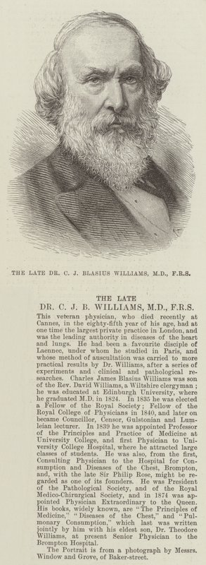 已故的 C J Blasius Williams 博士，医学博士，FRS（雕刻） 作者 英语学校