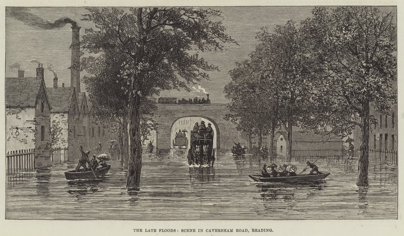 晚洪水，卡弗森路场景，雷丁（版画） 作者 英语学校