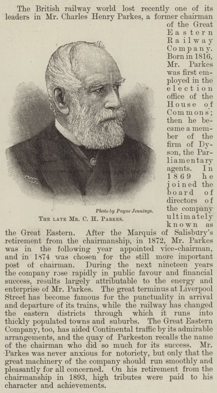 已故的 C H Parkes 先生（版画） 作者 英语学校