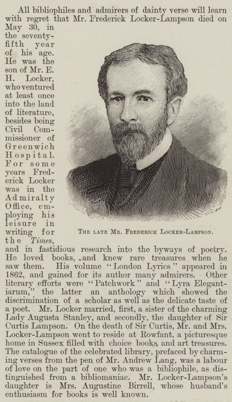 已故的 Frederick Locker-Lampson 先生（版画） 作者 英语学校