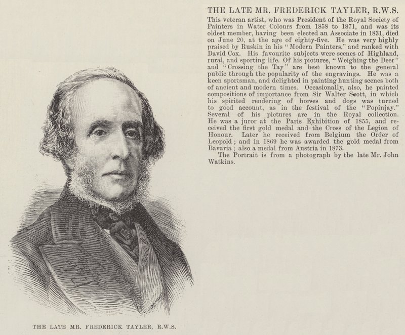 The late Mr Frederick Tayler, RWS (engraving) 作者 英语学校
