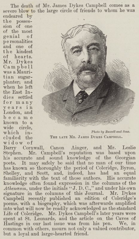 已故的 James Dykes Campbell 先生（版画） 作者 英语学校