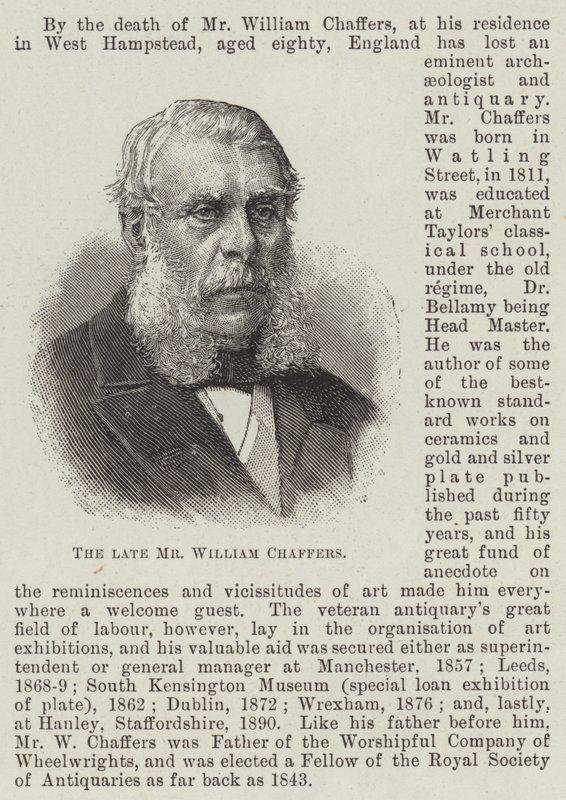 已故的 William Chaffers 先生（版画） 作者 英语学校
