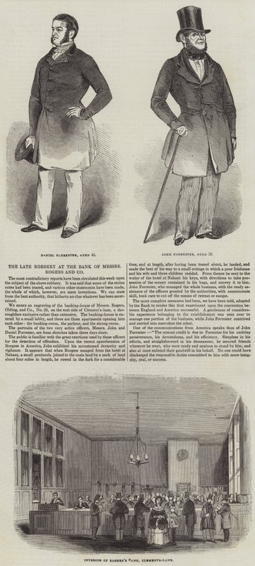 最近在罗杰斯先生和公司的银行发生的抢劫案（雕刻）。 作者 英语学校