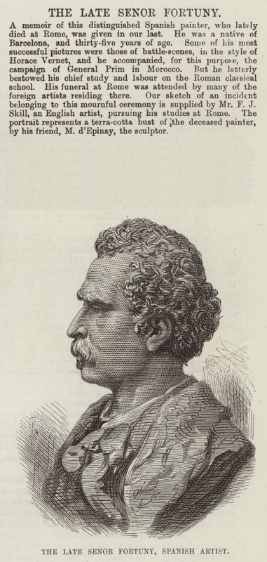 已故西班牙艺术家Senor Fortuny（雕刻）。 作者 英语学校