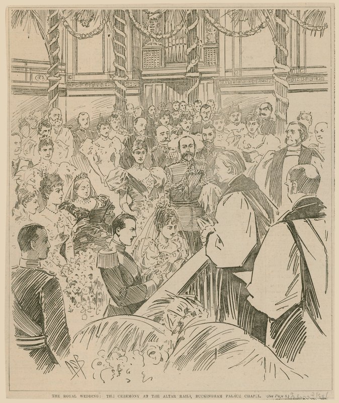 皇家婚礼，祭坛铁路仪式，白金汉宫教堂，1896年7月23日 作者 英语学校