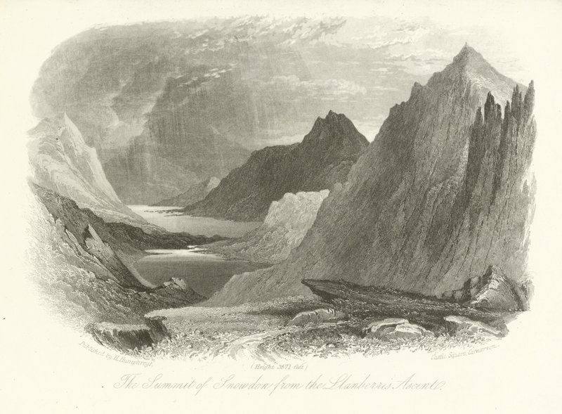 斯诺登山顶从Llanberis上升，威尔士 作者 英语学校